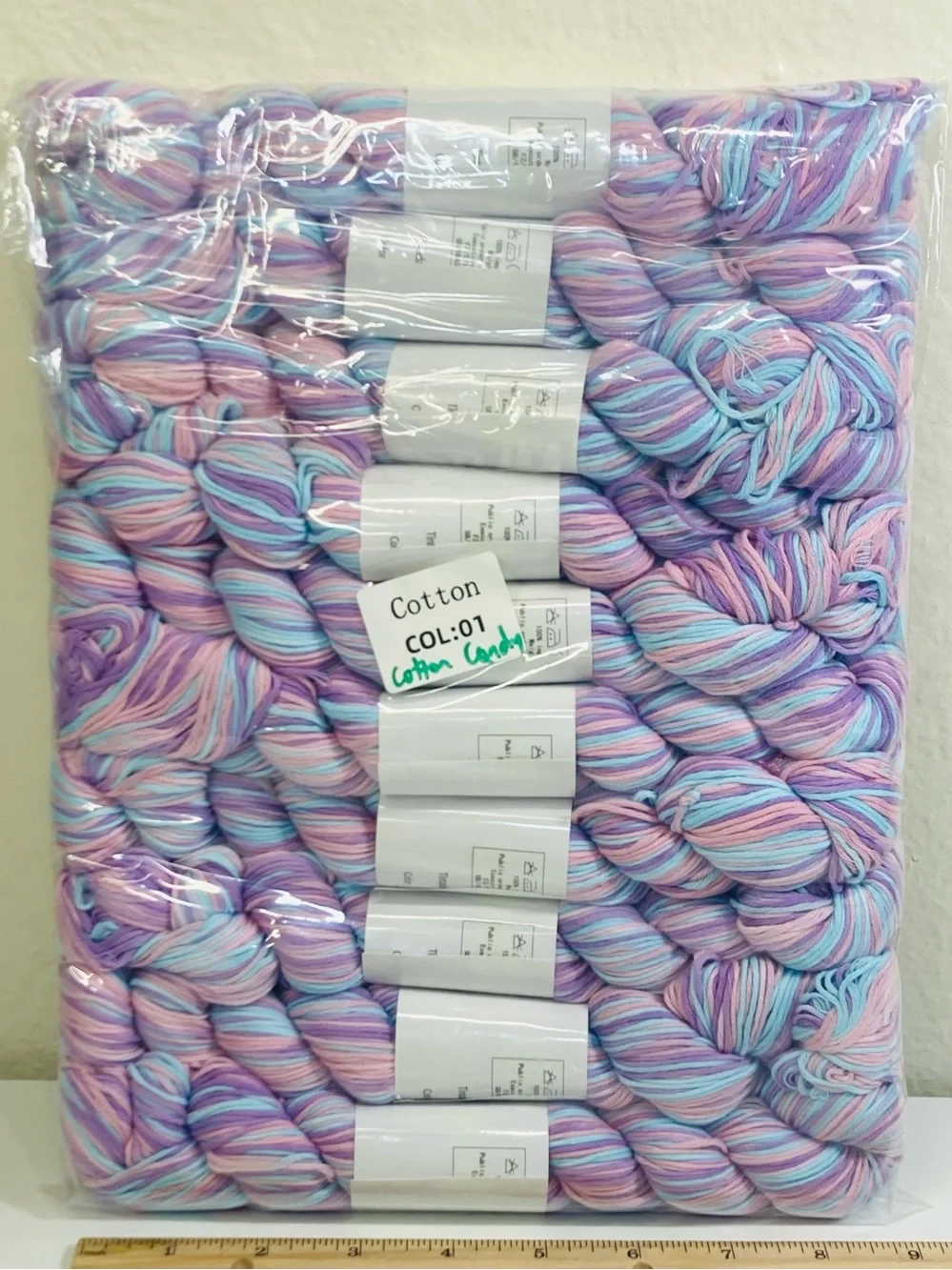 10 NEW (~500g total, ~50g ea.) 100% Cotton Variegated Hanks in Cotton Candy